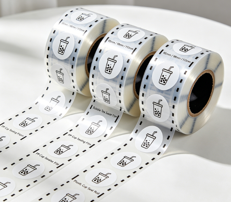 PP Cup Sigillum Film Roll Custom Typis Bullis Tea Cup Sigillum Film 95/98/110mm